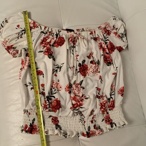 Orange Kiss Floral Off-Shoulder Top Size L - Picture 4 of 7